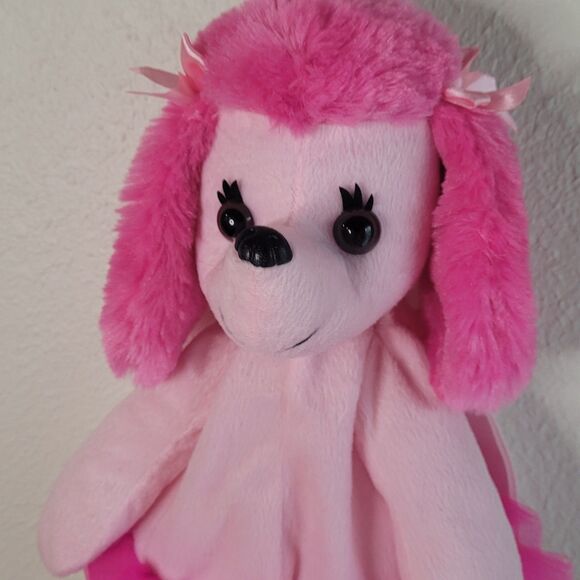 Pink Poodle Plush Animal Backpack Ballerina Tutu Dog Soft Adjustable Straps - Picture 12 of 14